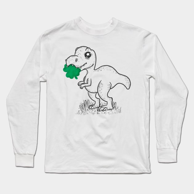 Shamrock dino st patricks day Long Sleeve T-Shirt by Xatutik-Art